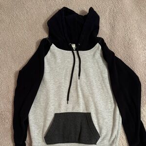 Women's Black and Gray Hoodie Sweater